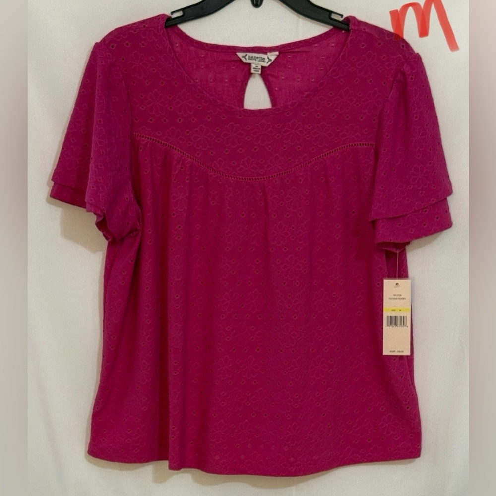 Nannette Fuchsia Eyelet Blouse